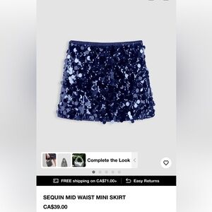 Cider Dark Navy Mid waist Sequin Mini Skirt (Size Small)
